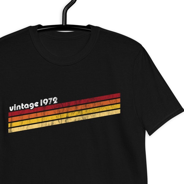 1972 Vintage Stripes T-Shirt for Men and Women, Unisex Short Sleeve Shirt, 72 Birthday Gift