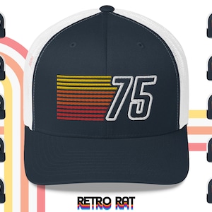 Gorra de camionero con rayas retro de 1975, idea de regalo de 50 cumpleaños para hombres y mujeres, gorra de camionero vintage de 1975
