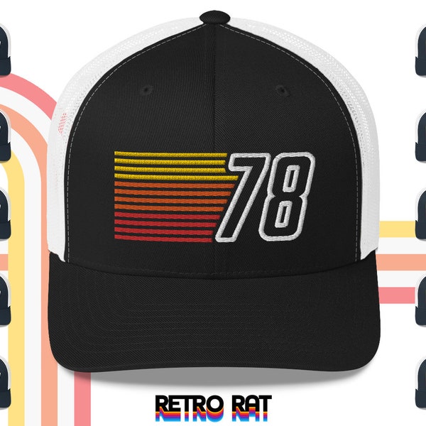 1978 Retro Stripes Trucker Hat for Men and Women | Birthday Gift Idea | Vintage Trucker Cap,