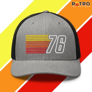 1976 Retro Stripes Trucker Hat für Männer und Frauen, 50er Geburtstag Geschenkidee, 76 Vintage Trucker Cap