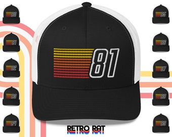 1981 Retro Stripes Trucker Hat | Birthday Gift Idea or Men and Women | 81 Vintage Trucker Cap | Custom Year,