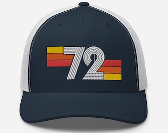 72 – 1972 retro truckerpet met meerdere lijnen – verjaardagscadeau voor hem of haar