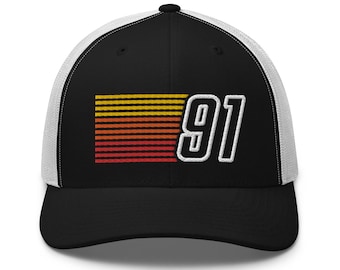 Retro strepen truckerpet 91 – 1991 – verjaardagscadeau voor hem of haar