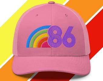 86 – 1986 retro regenboogtruckerhoed – 40e verjaardagscadeau voor hem of haar