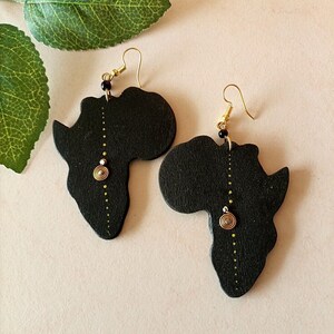 ON SALE African wooden Earrings, Shape of Africa earrings, Women's earrings, Tribal African earring, Gift for her, Kenyan Handmade earrings