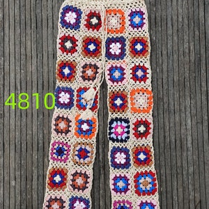 Fashion Handmade Crochet Women Trousers Granny Squares Long Pants 4810