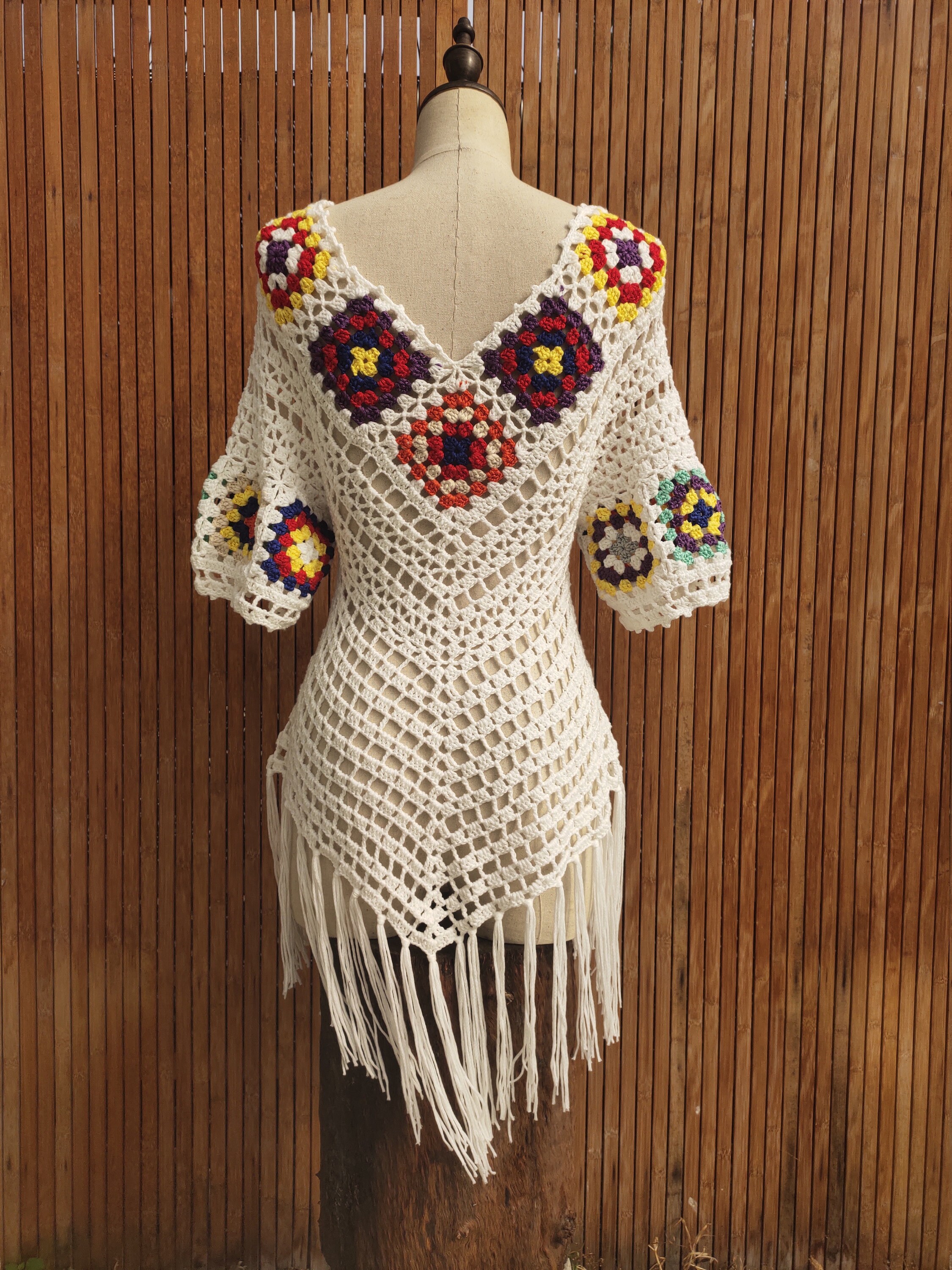 Boho Crochet Beach Dress Women Bohemian Bikini Cover up Short - Etsy