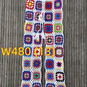 Fashion Handmade Crochet Women Trousers Granny Squares Long Pants W4813