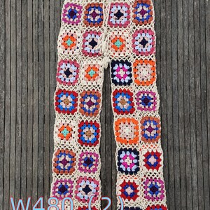 Fashion Handmade Crochet Women Trousers Granny Squares Long Pants W4802