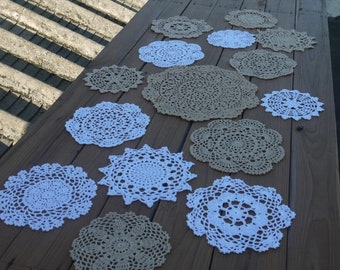 Handmade Crochet Doilies 15 Piece beautiful furnishing complement Table Decoration -- Coaster set IS0005