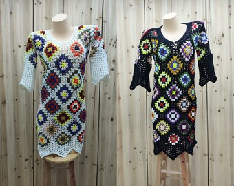 Hand Crochet  Granny Square Dresses