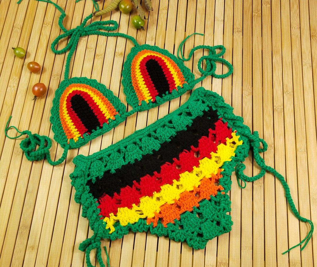 Handmade Rasta Designed Women's Swimwear Sexy Gothic Hollow High Waist ...