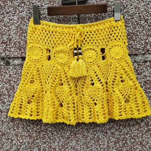 11 color Hand Crochet Women's Skirt Elastic Wood Beads Tassel Strap Skirt Sexy Boho Beach