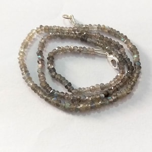 LABRADORITE NECKLACE, Labradorite Beads Necklace, Labradorite Beads Faceted Rondelle Necklace, Labradorite 3-4mm Beads Jewelry Necklace