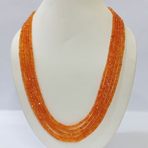 Karneol Halskette, Natürliche Karneol Perlen Halskette, Orange Karneol Facettierte Rondell Perlen Halskette, Karneol 3-4mm Schmuck Halskette