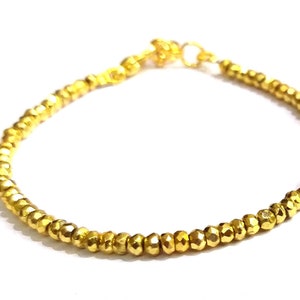 Gouden Pyriet Kralen Armband, AAA Pyrite Armband, 3-4MM Gouden Pyriet Facet Gefacetteerd Kralen Armband, Gouden Pyriet Edelsteen Kralen Sieraden Armband
