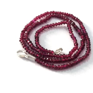GARNET Beads Necklace,Natural Garnet Jewelry Necklace, Garnet Necklace, Garnet Beaded Jewelry Necklace, 3-4mm Garnet Beads Long Necklace