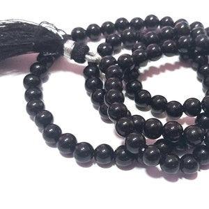 BLACK TOURMALINE Mala Bead Necklace/108 Mala Beads/ Tassel Necklace/Yoga, Meditation/Prayer Beads/Mantra Sadhana/MeditationBeads Necklace