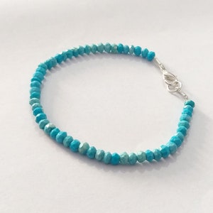 Turquoise Beads Anklet, AAA+ Natural Turquoise Stone Faceted Rondelle Anklet, Turquoise Beads Jewelry Anklet Handmade Valentines Day Gift