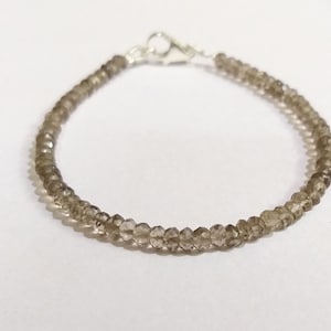 SMOKY QUARTZ Beads Bracelet, Smoky 3-4mm Jewelry Bracelet, Faceted Dainty Quartz Jewellery, Beaded Tiny Bracelet,AAA+ Smoky Jewelry Bracelet