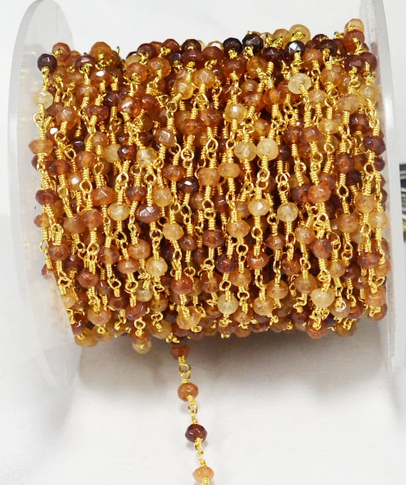 Independence Day Sale HESSONITE GARNET Gemstone 3-4mm Rosary Style