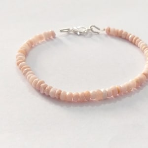 AAA Pink Opal Beads Bracelet, Indian Pink Opal 3-4mm Jewelry Bracelet, Faceted Dainty Pink Opal Jewellery, Beaded Tiny Jewelry Bracelet,