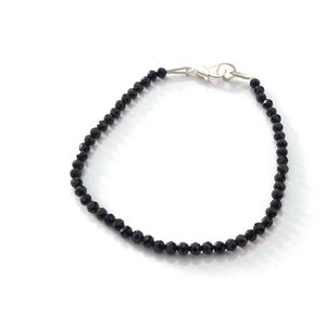 Black Tourmaline Anklet, AAA+ Natural Multi Tourmaline Faceted Rondelle Anklet, Black Tourmaline Beads Anklet Handmade Valentines Day Gift
