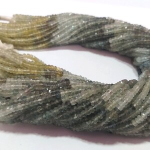 5 Strand Moss Aquamarine Faceted Rondelle Beads Strands | Moss Aquamarine Rondelle Bead | Moss Aquamarine Beads | Moss Aquamarine Beads