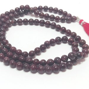 Garnet Mala Beads Necklace/108 Mala Beads/ Tassel Necklace/Yoga, Meditation/Prayer Beads/Mantra Sadhana/MeditationBeads Necklace
