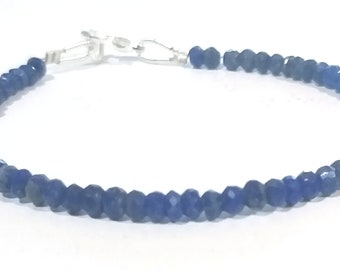 Lapis Lazuli Bracelet, Natural Lapis Lazuli 3-4mm Jewelry Bracelet, Faceted Dainty Lapis Jewellery, Beaded Tiny Bracelet,Lapis Jewelry Beads