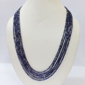 Iolite Jewelry Necklace, Iolite Gemstone 3-4mm Faceted Rondelle Beads, Water Sapphire Iolite Beaded Jewelry Necklace, Iolite 5 Line Necklace
