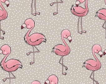 Exclusive in-house production organic jersey flamingo pink beige 0.5 m children's fabric cotton jersey, girls' fabric, boys' fabric