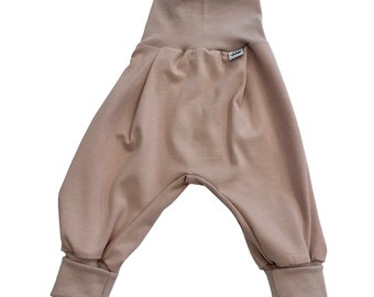 Pantalones bombachos de punto orgánico talla harén. 56-110, pantalones para niñas, pantalones de bebé rosa claro empolvado, pantalones para niños