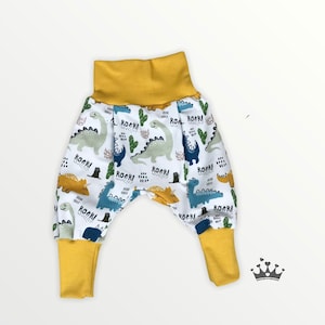 Jersey harem pants size 56-110, pants boy, Dino yellow blue, starter set of pants, baby pants, pants children