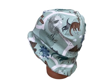 Sun hat incl neck protection 41-54 Jersey cap mint Petrol Dino, young headscarf, sun protection baby light blue umbrella cap