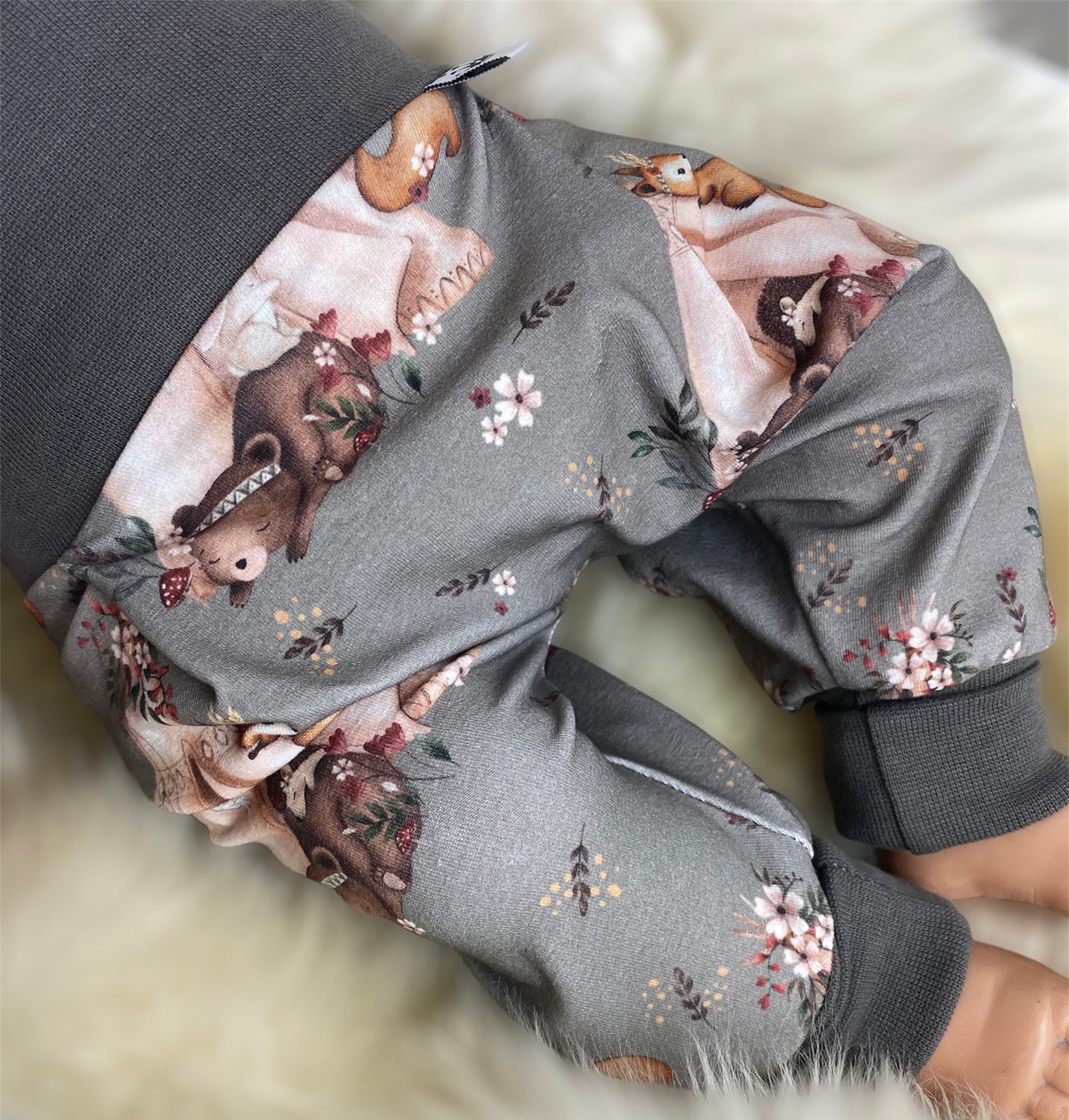 Organic jersey harem pants size 56-110, pants girls boho forest animals baby pants, pants children
