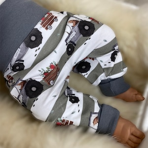 Pumphose Jersey harem pants size 56-110, pants girl boy, tractor green gray cars pumphose, baby pants, pants children