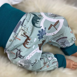 Pumphose Jersey harem pants size 56-110, pants boy, Dino petrol mint, starter set pumphose, baby pants, pants children