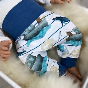 Pumphose Jersey harem pants size 56-110, pants girl boy, whale pumphose, baby pants, pants children blue white organic jersey
