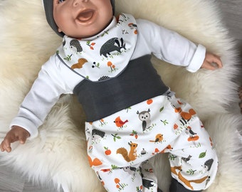 Baby Freizeitanzug 3-teilig Altrosa Hase – Langarmshirt, Hose & Mütze Set Für Mädchen