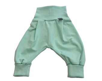 Pantalones bombachos de punto orgánico talla harén. 56-110, pantalones niña niño menta pantalones bebé, pantalones para niños