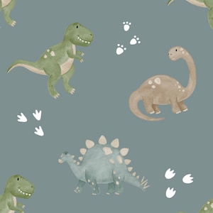 Exclusive in-house production Organic Jersey Dino Grey Blue 0.5 m children's fabric cotton jersey, girls' fabric, boys' fabric