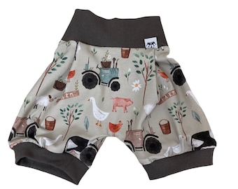 Short bloomers pink 56-116, shorts, baby pants, short pants, pump shorts girls, farm animals boy