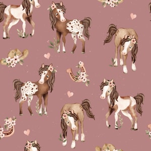 Organic Jersey Children's Fabric - Horse Design | GOTS Certified | Sustainable, Soft Cotton for Children's Clothing | Exclusive Designs