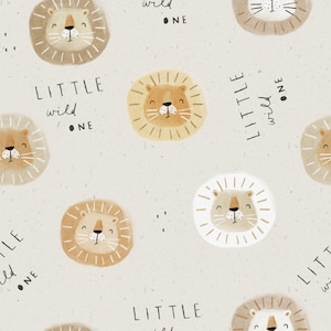 Organic Jersey Children's Fabric, Own Production, Lion Beige, GOTS Certified | Sustainable, Soft Cotton for Children's Clothing | Exclusive Designs