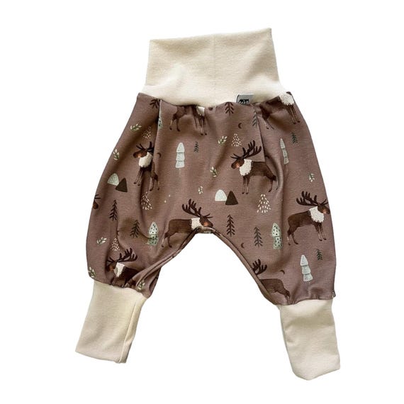 Bio Jersey Pumphose haremshose 56-110, hose mädchen Elch braun