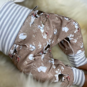 Organic jersey harem pants size 56-110, pants young girls, baby pants, pants children beige moose fox