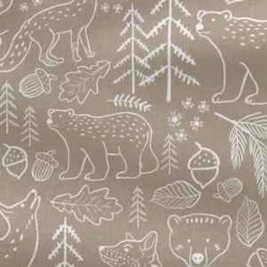 Softshell barntyg, egen produktion, skogsdjur taupe, vattenavvisande, 0,5 m