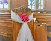 Fuchsia Pink Wedding Church Tulle Pew Ends decoration Flower Rose
