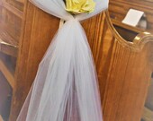 Gold Wedding Church Tulle Pew Ends decoration Flower Rose